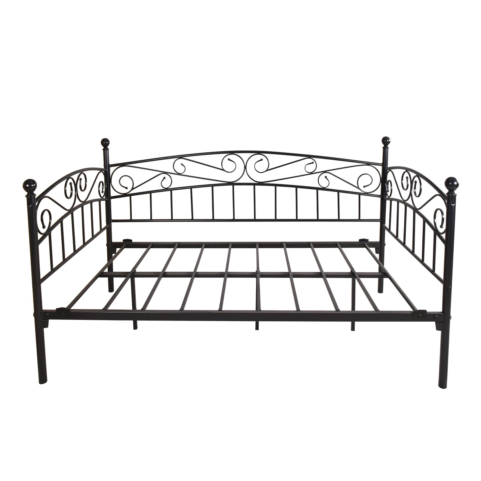 Metal Daybed Frame Multifunctional Mattress Foundation/Bed Sofa with Headboard,