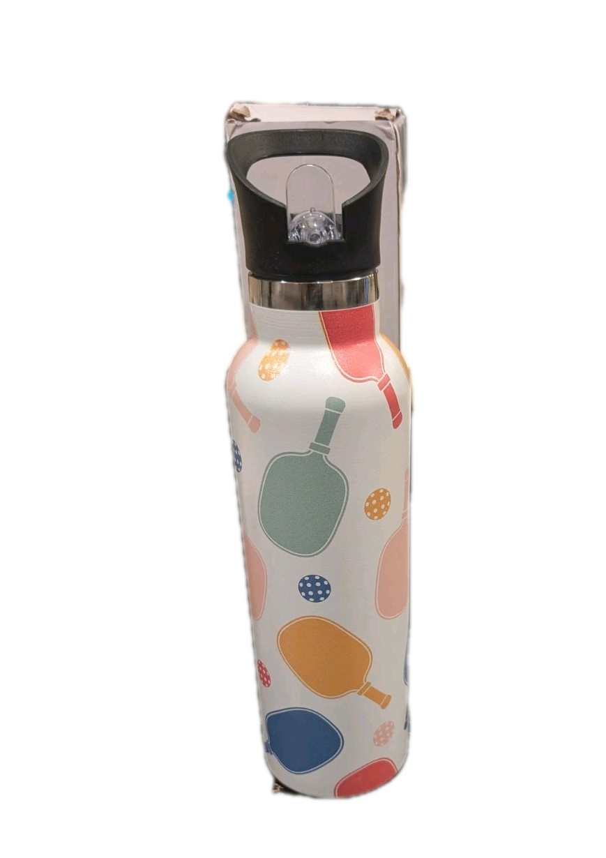 Hazlget Pickleball Water Bottle Straw With Lid Water Bottle Stainless Steel 20oz