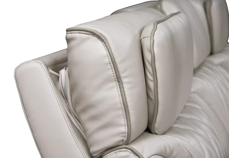 NEW Beige Gray LED Power Recliner & Adj Headrest 3PC Sofa Set Bluetooth Speaker