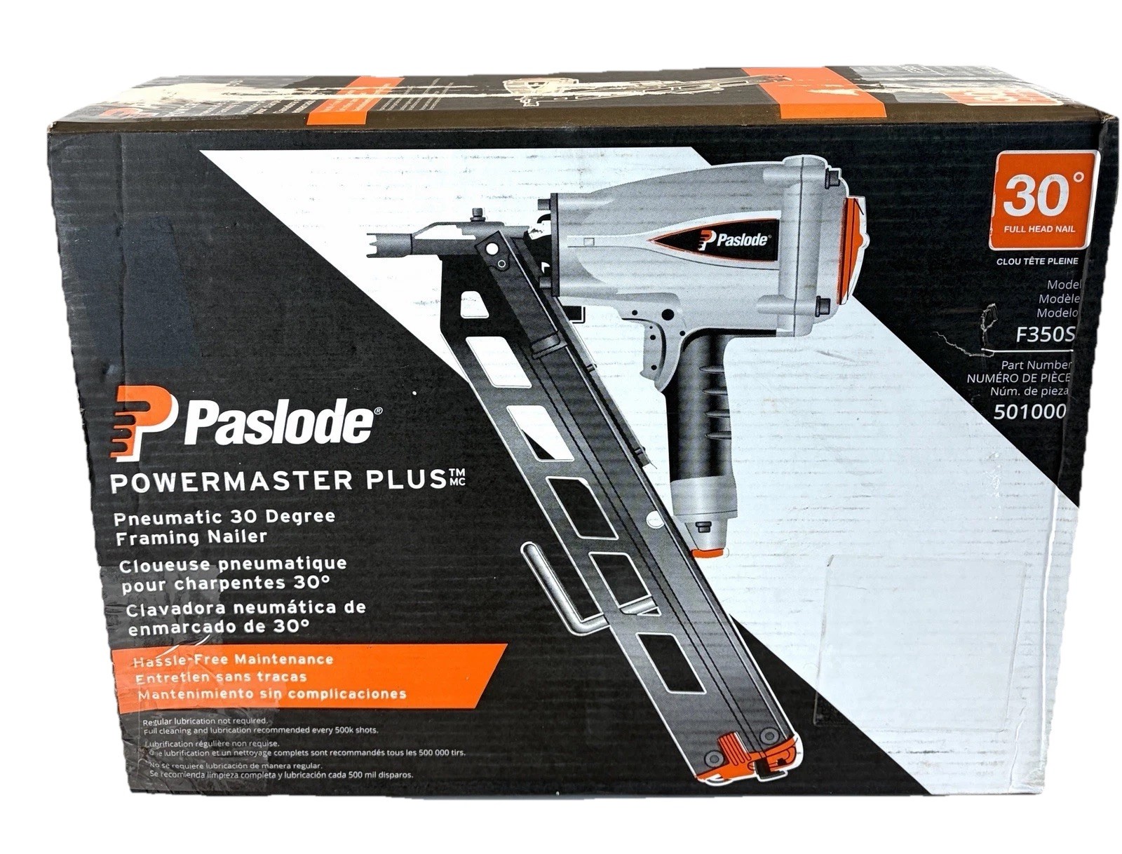 Paslode PowerMaster Plus 30° 3 1/2 in Strip Nailer Pneumatic Model F350S