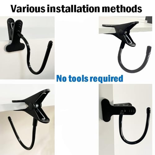 Headphone Stand with Adjustable Hook, Metal Headset Holder, Flexible Tip,
