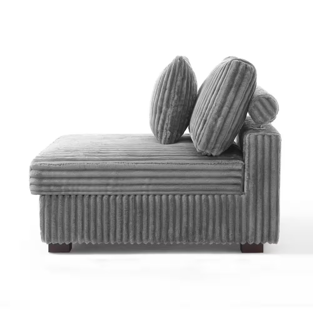 35.9 In. Armless Faux Rabbit Fur Polyester Rectangle Sectional Center 1-Seat Sof