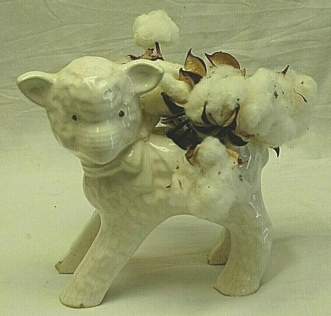 Baby Lamb Sheep Succulent Planter White Bow Nursery Decor Vintage MCM