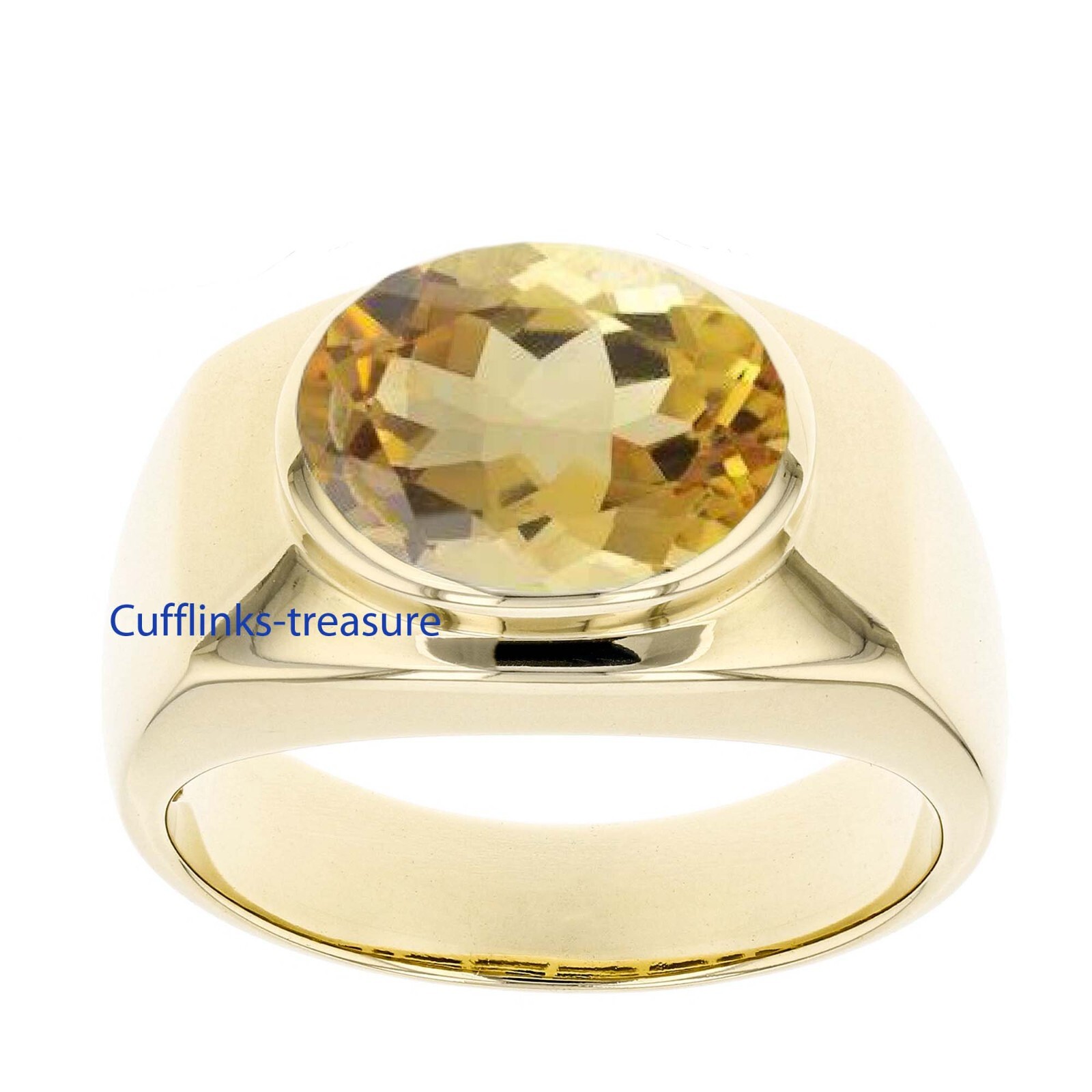 Natural Citrine Gemstone with 925 Sterling Silver Gold Plated Ring #11R