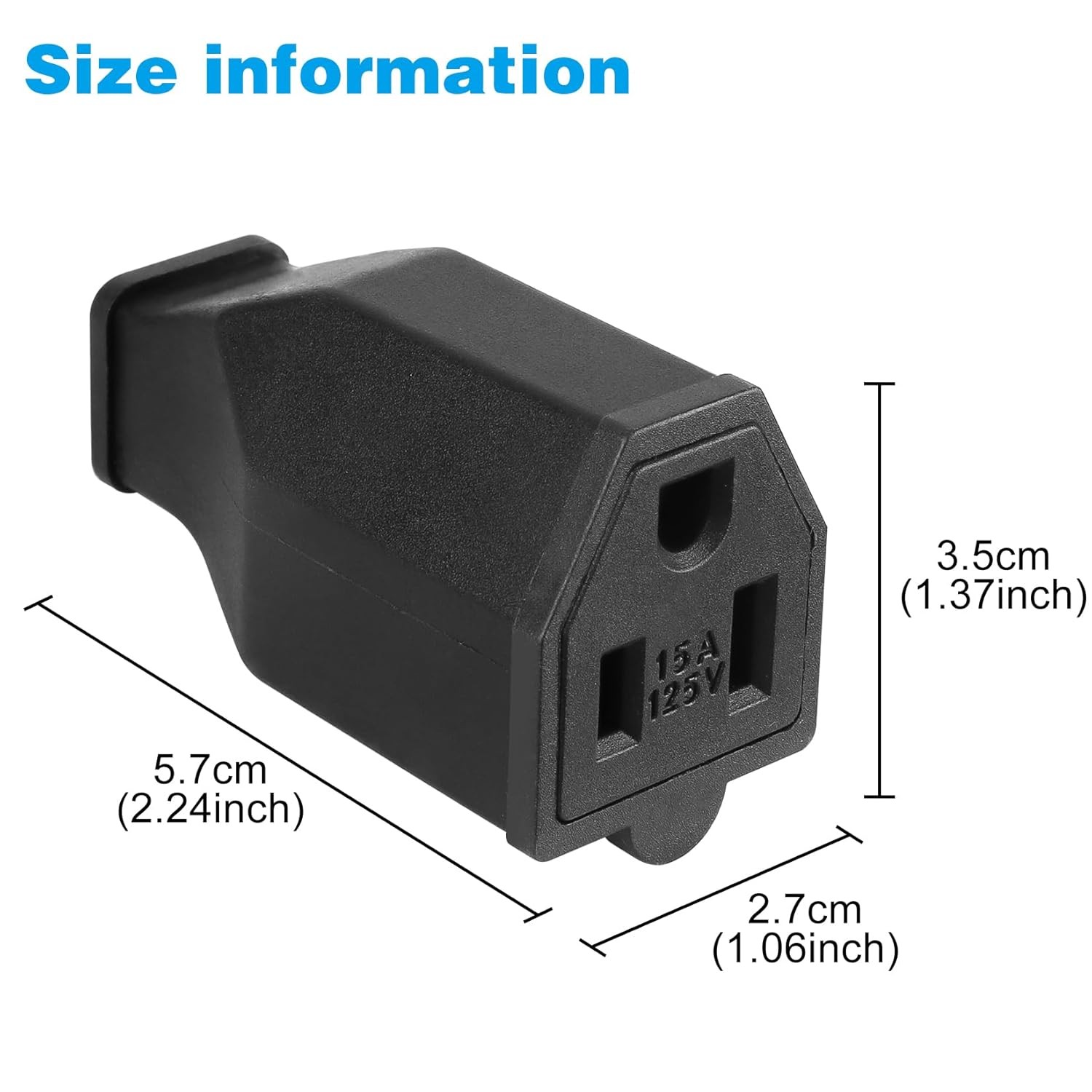 Grounding Plug Female 15A 125V, 3 Pack