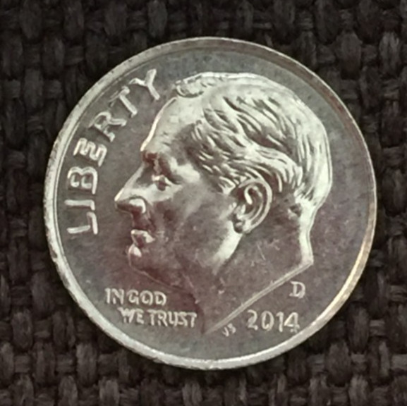 2014 D Dime Roosevelt, actual coin in picture, free shipping.