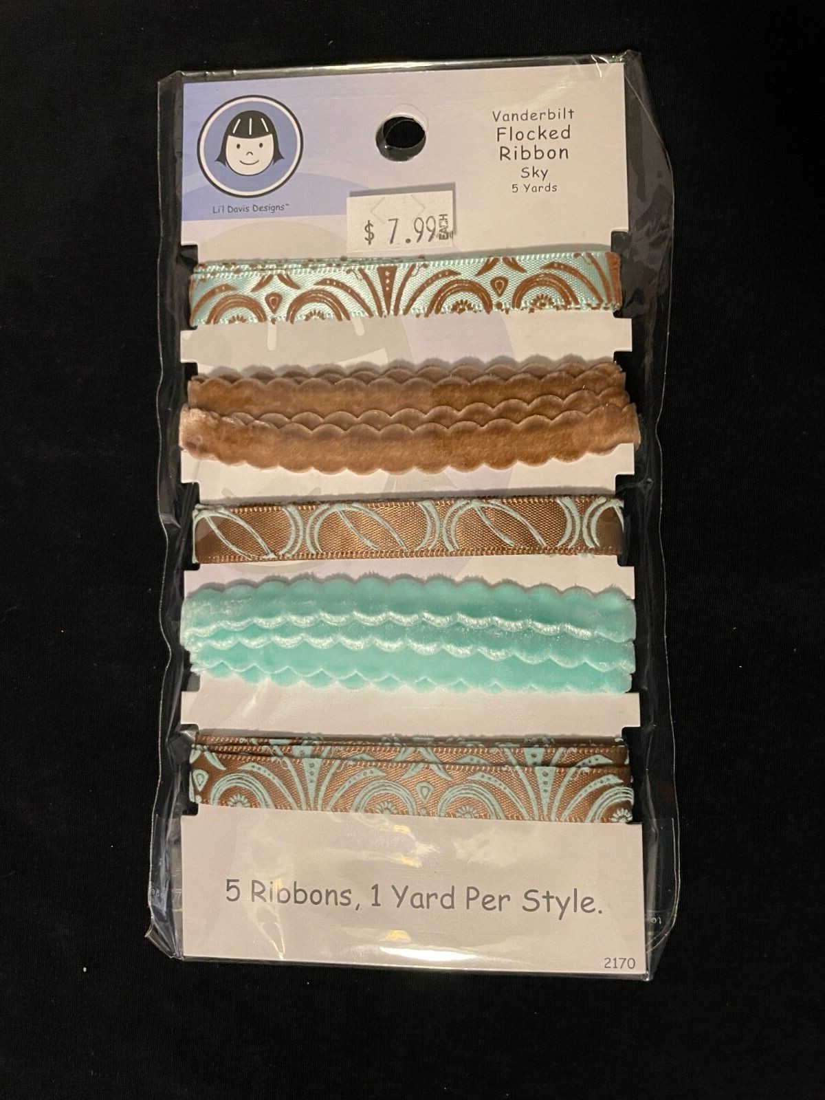 LI'L DAVIS DESIGNS FLOCKED AND METALLIC RIBBON