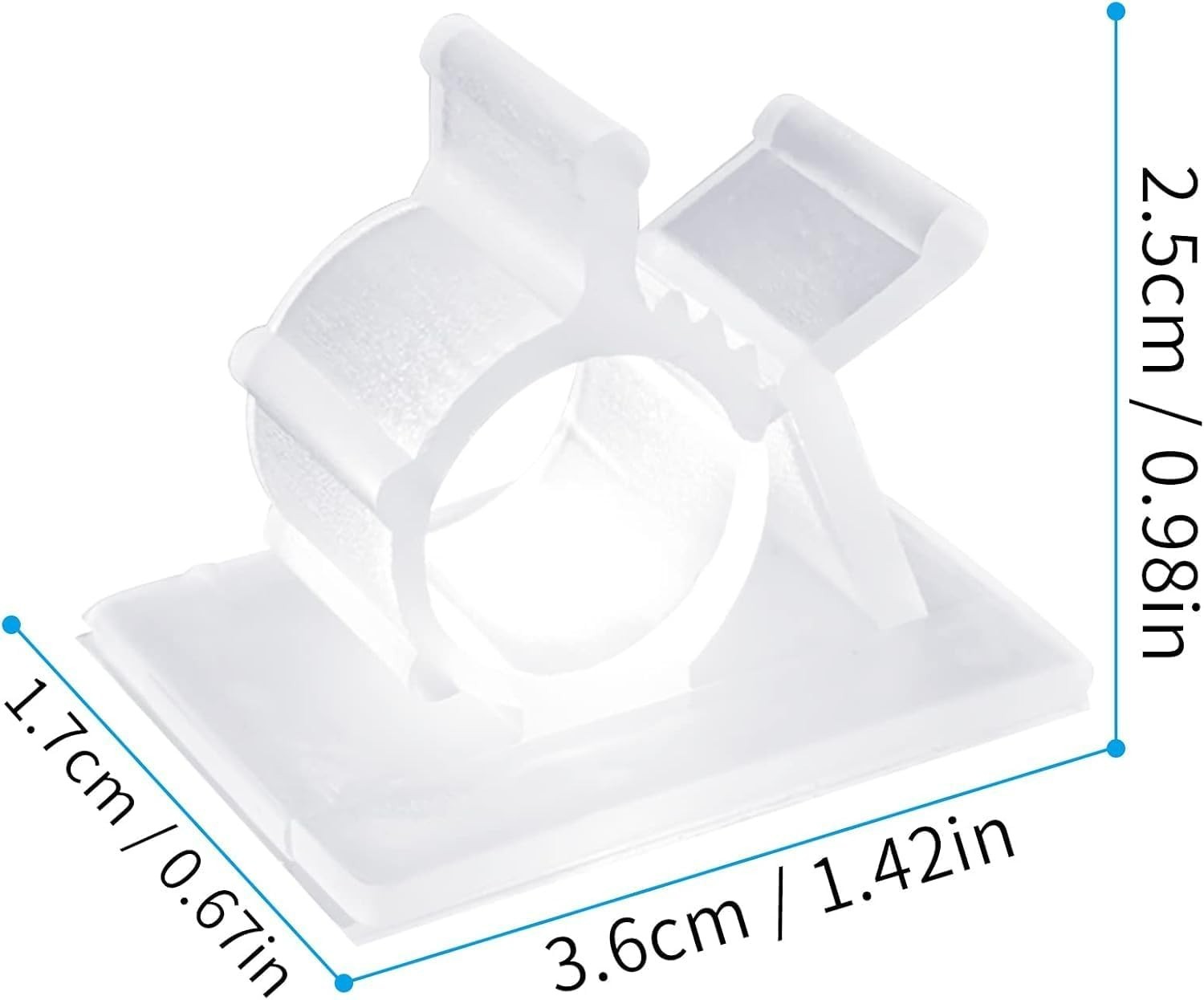 30 Pack Clear Self-Adhesive Cable Clips for Easy Wire Management - Fits 0.5 Inch