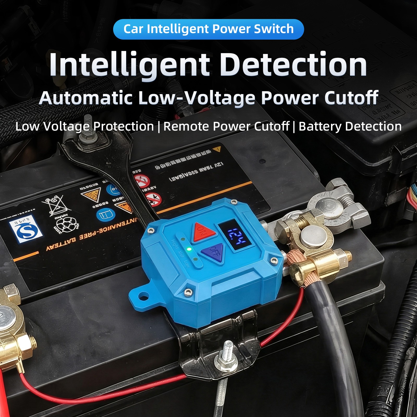 Auto Battery Disconnect Switch 120A Remote Kill Switch With LED Voltage Display
