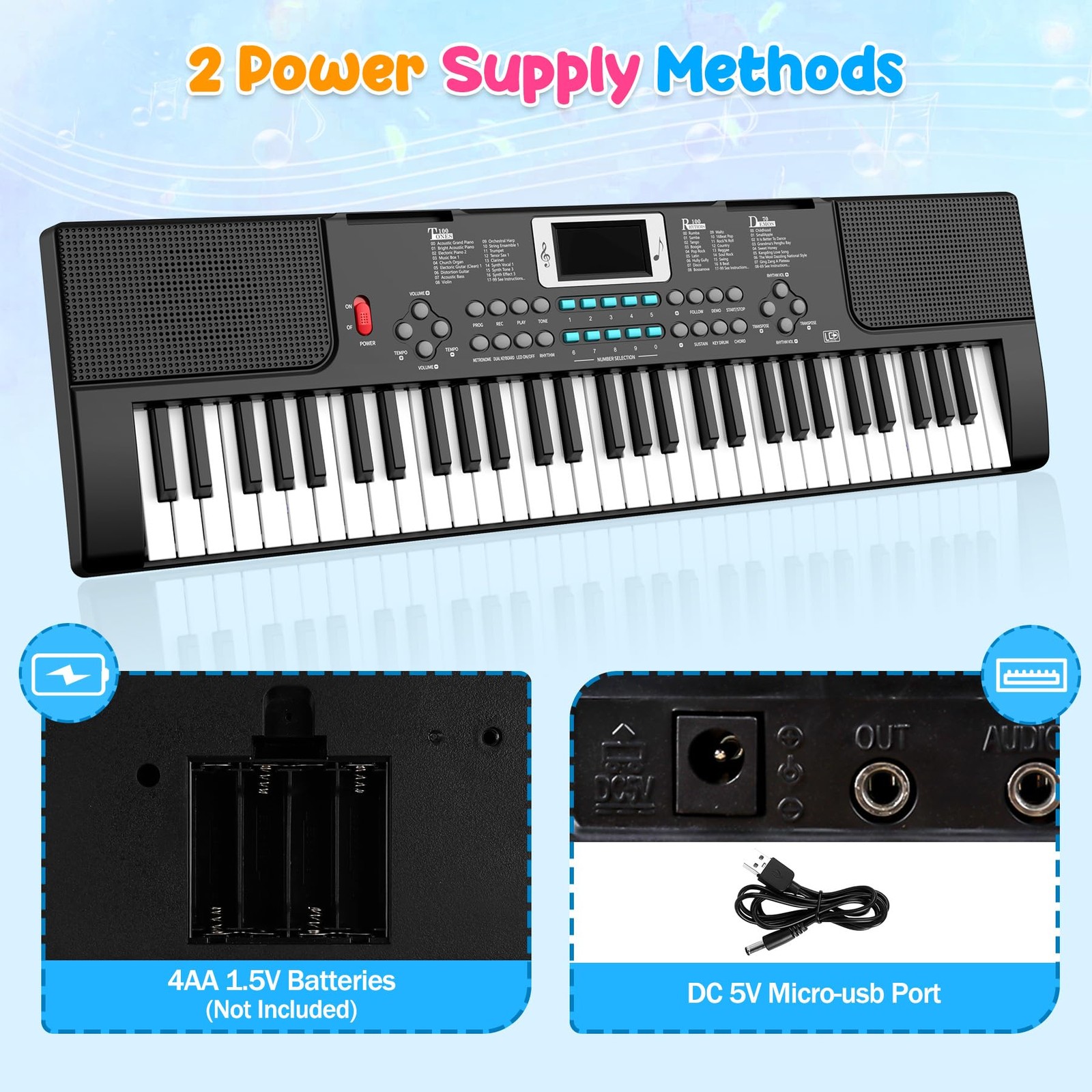 TWFRIC Kid Piano Keyboard Black