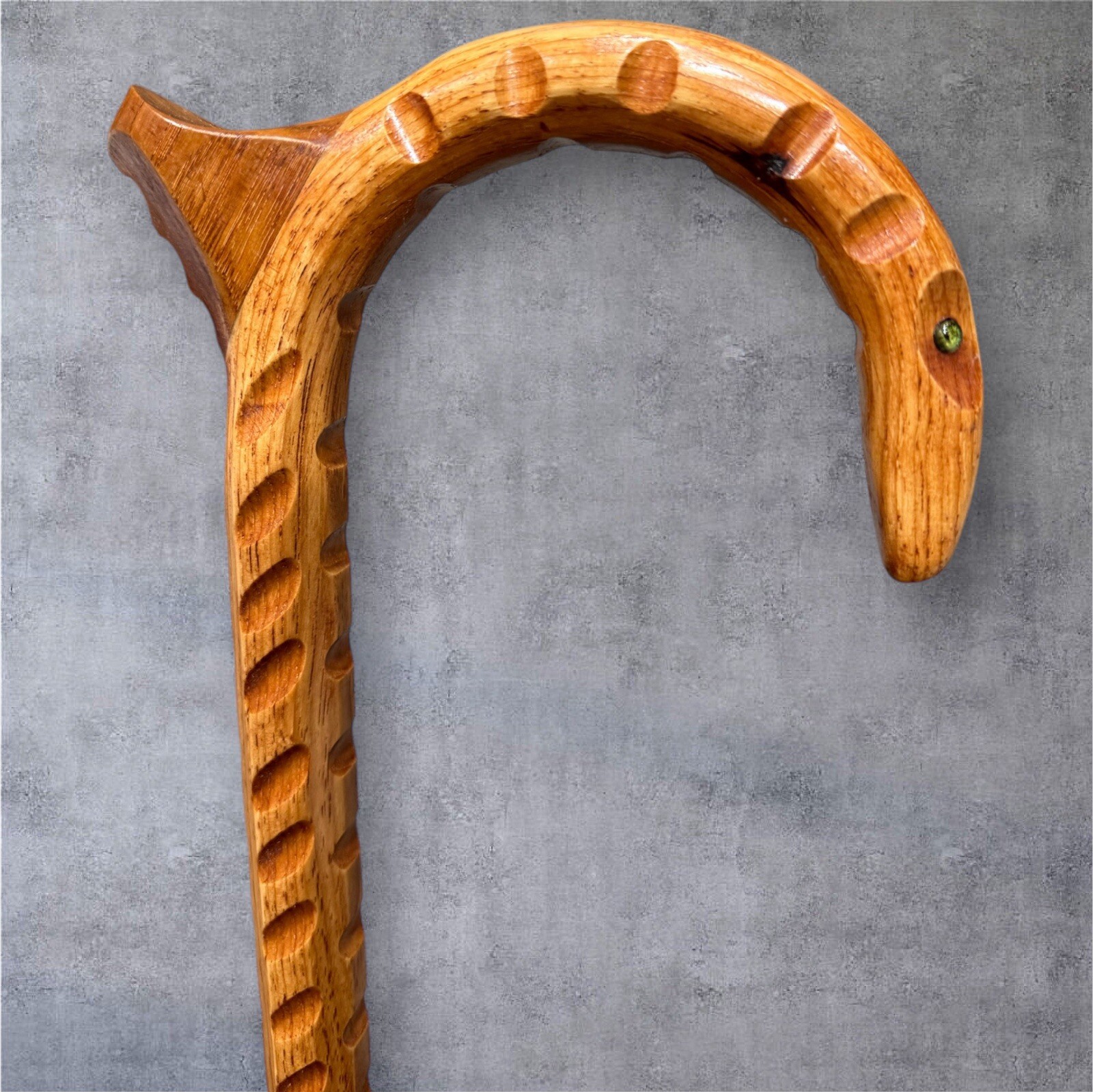 Walking Cane Palm Rest Teardrop Shark Teeth Eyes Hickory Masters USA LuxCane  A2