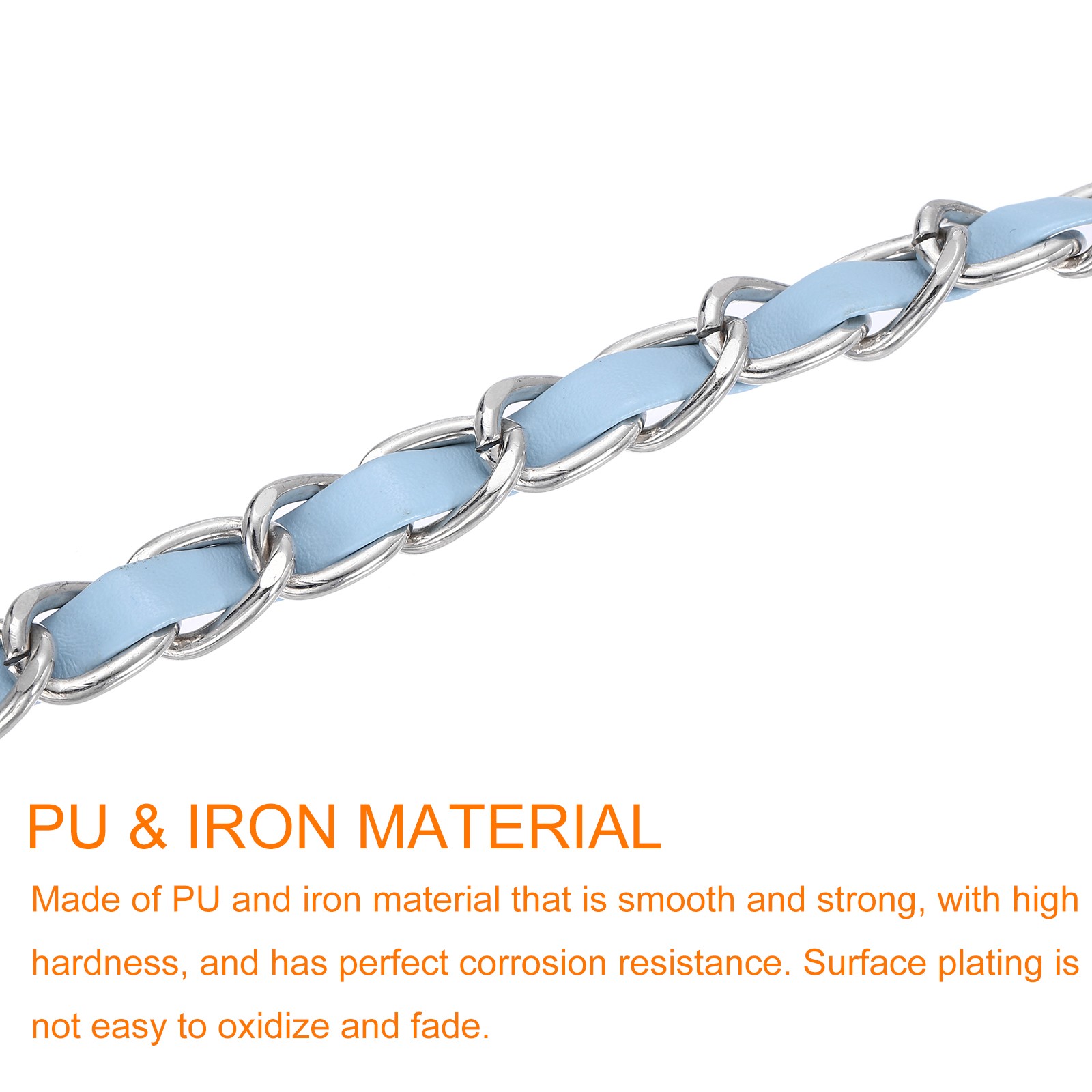 47" Purse Strap with Buckle for Shoulder and Cross Body(Sky Blue+Silver)