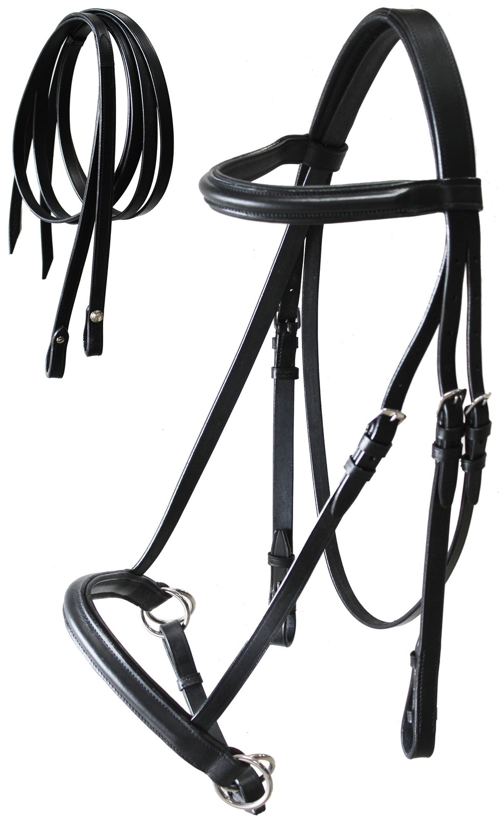 Horse English Black Leather All-Purpose Raised Bridle Reins Tack 803AX08BK-F