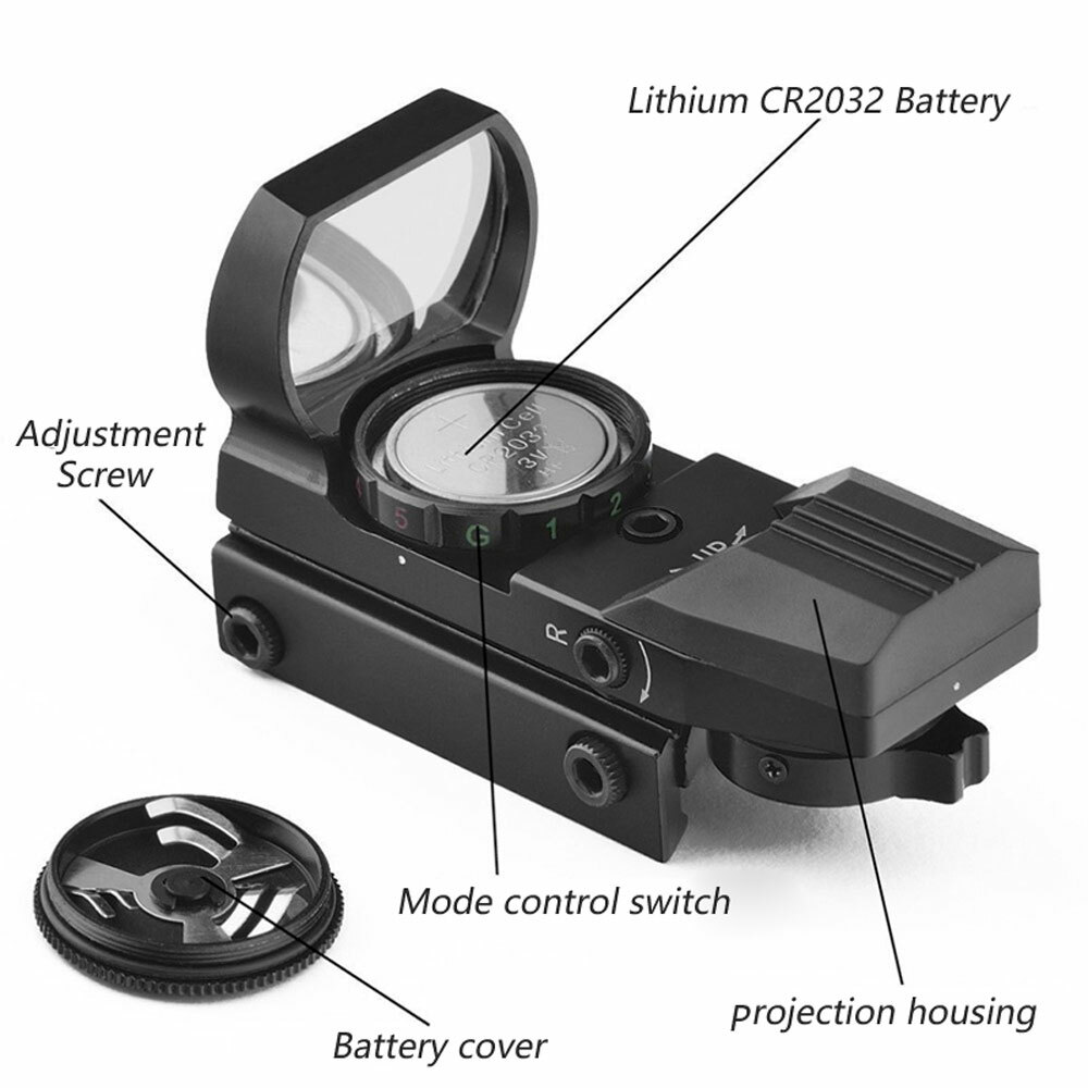 Tactical Red Green Dot Reflex Sight Scope W/ Red /Green Laser Holographic Sight