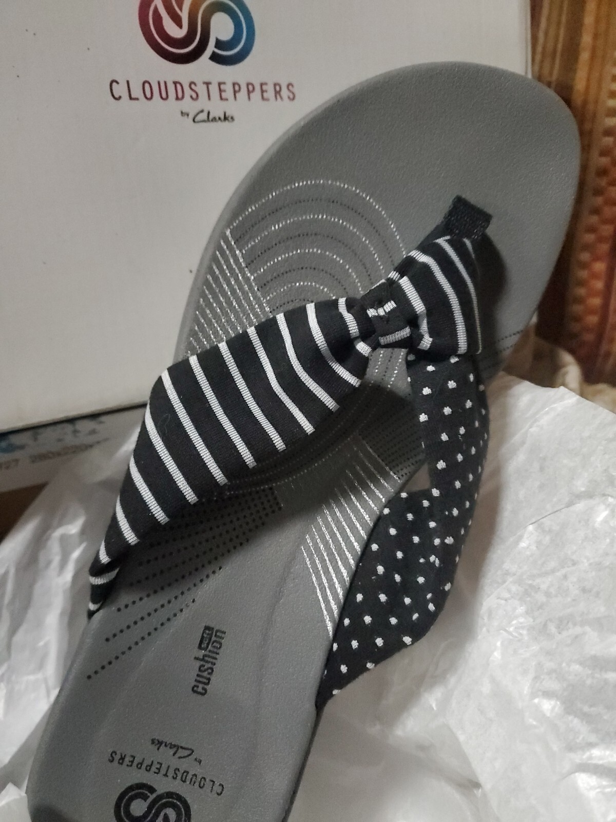 Clark Of England Black Stripe/pacadots Sz 10 MED NIB Authintic