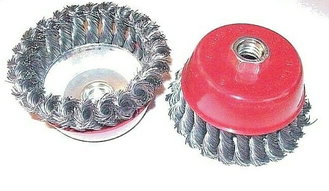 2 MIBRO INDUSTRIAL 4" CUP BRUSH KNOTTED TWISTED COARSE WIRE WHEEL ANGLE GRINDER