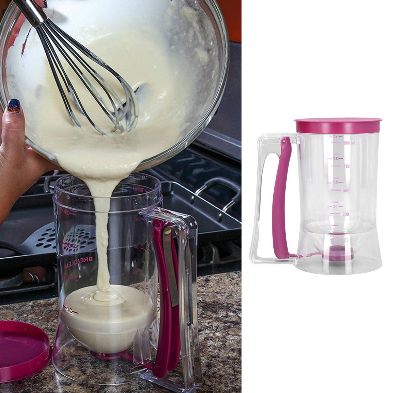Pancake Batter Dispenser Cupcake Pancake Kitchen Measuring Baking Tools 900ml