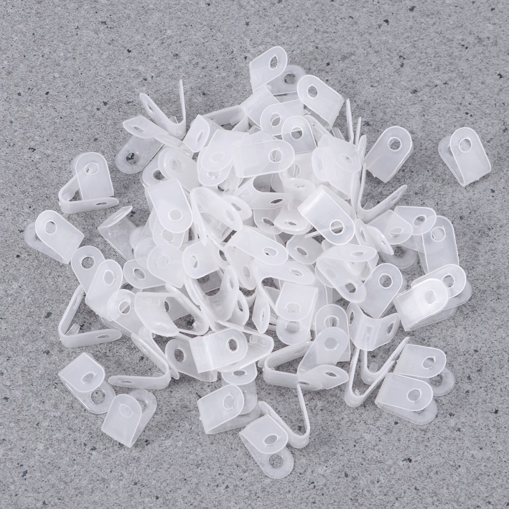 100 Pcs Nylon Plastic R-type Cable Clips Small Wire Clamp Holder