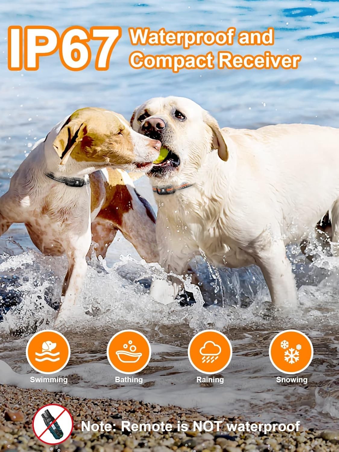 3300 ft Waterproof Dog Shock Collar for 2 Dogs - Beep, Vibration, Shock Modes