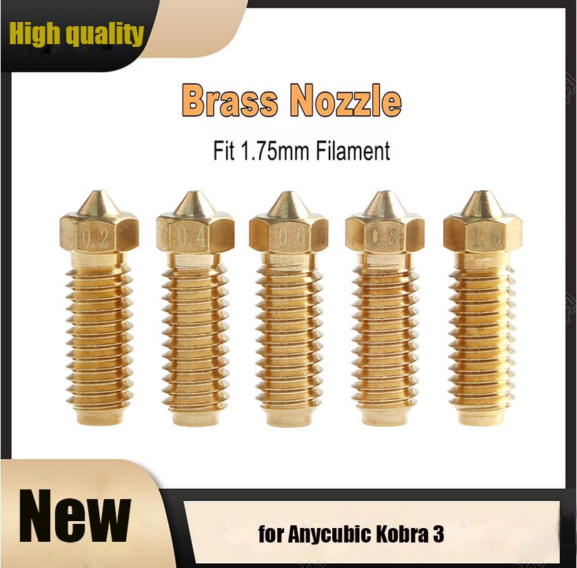 for Anycubic Kobra 3 Brass Nozzle 0.2mm-1.0mm Replacement for 3D Printer