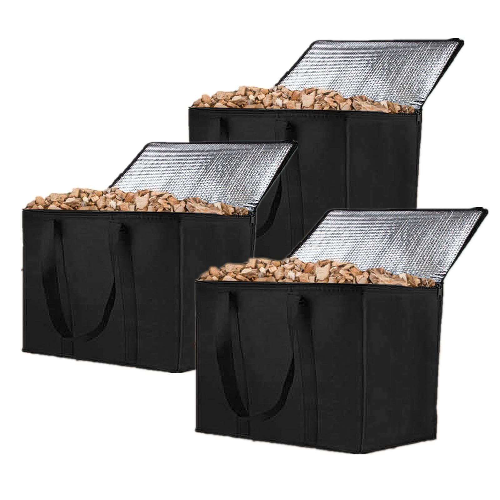 3Pcs Wood Pellet Storage Containers, 20lbs Black Wood Pellet Storage Containe...