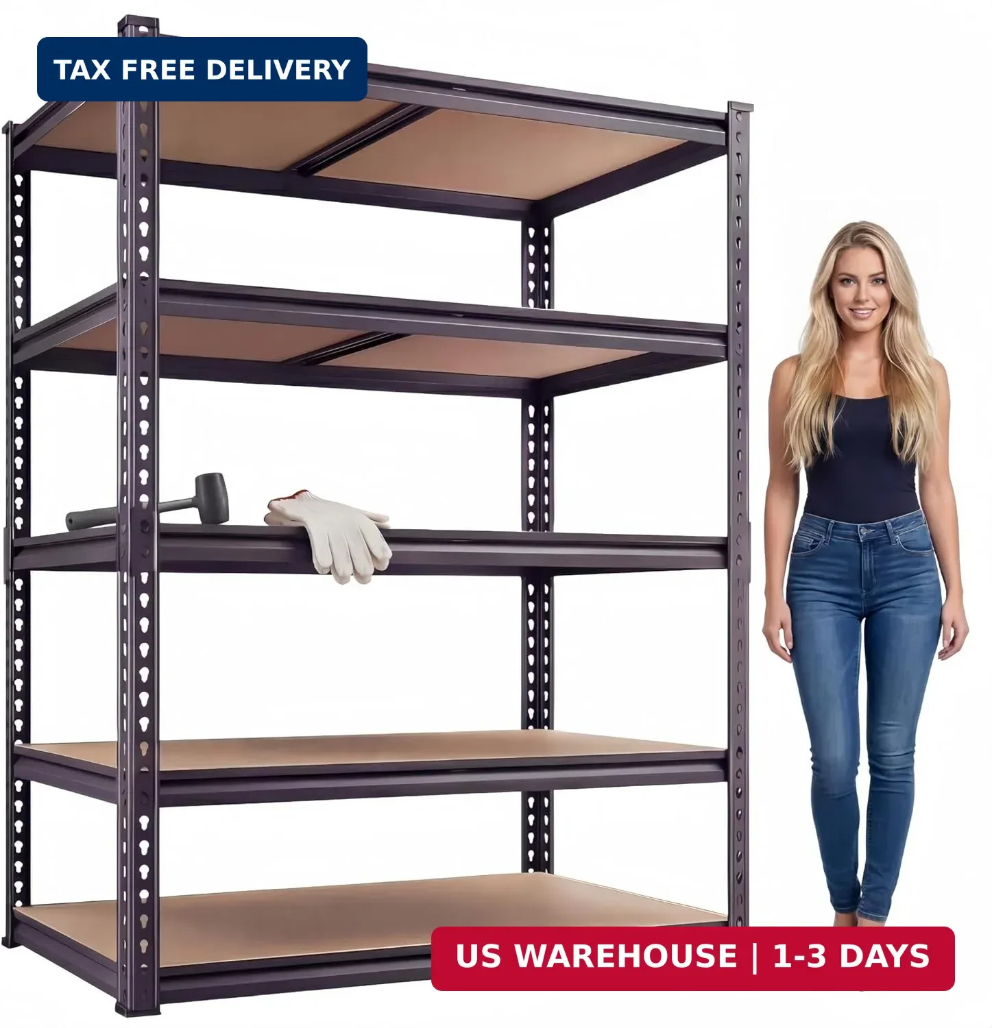 Garage Shelving Heavy Duty, 2450LBS Metal Storage Shelves 5 Tier, Adjustable She