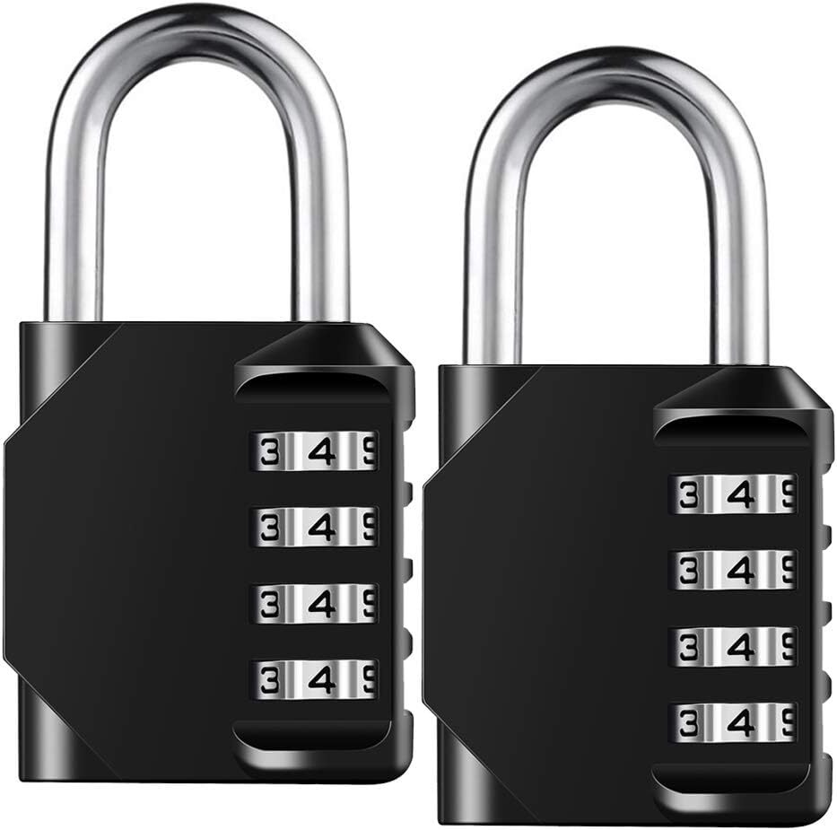 2 Pack 4-Digit Combination Padlock – Waterproof Heavy Duty Lock for Gym & Gate