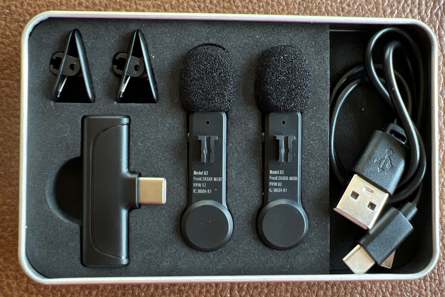 New NPTCL Wireless Lapel Microphone in Brushed Stainless Box