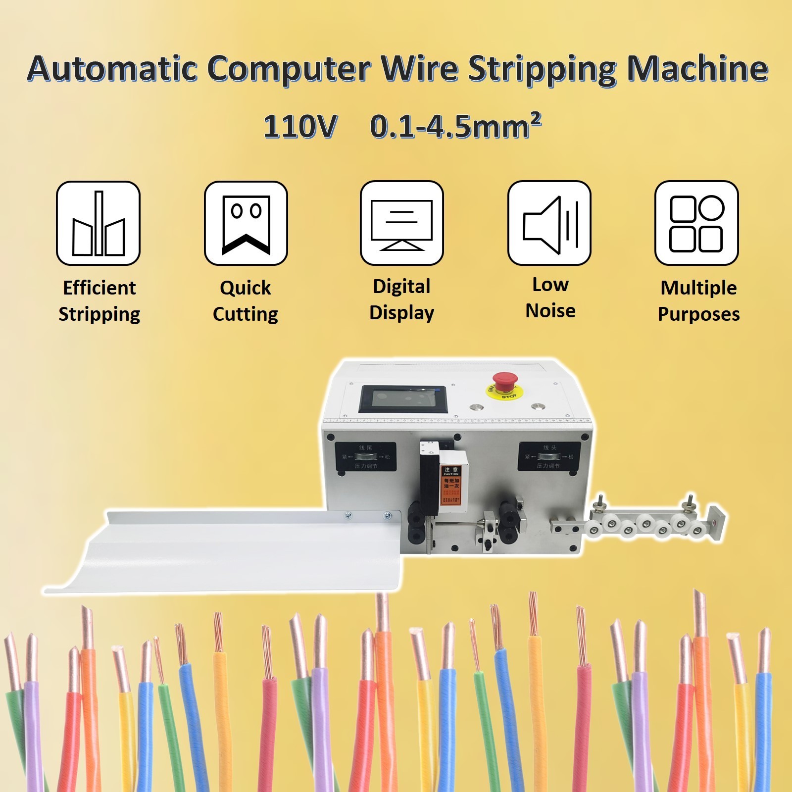 Automatic Computer Wire Stripper Cutter 110V BVR Single Wire Stripping Machine