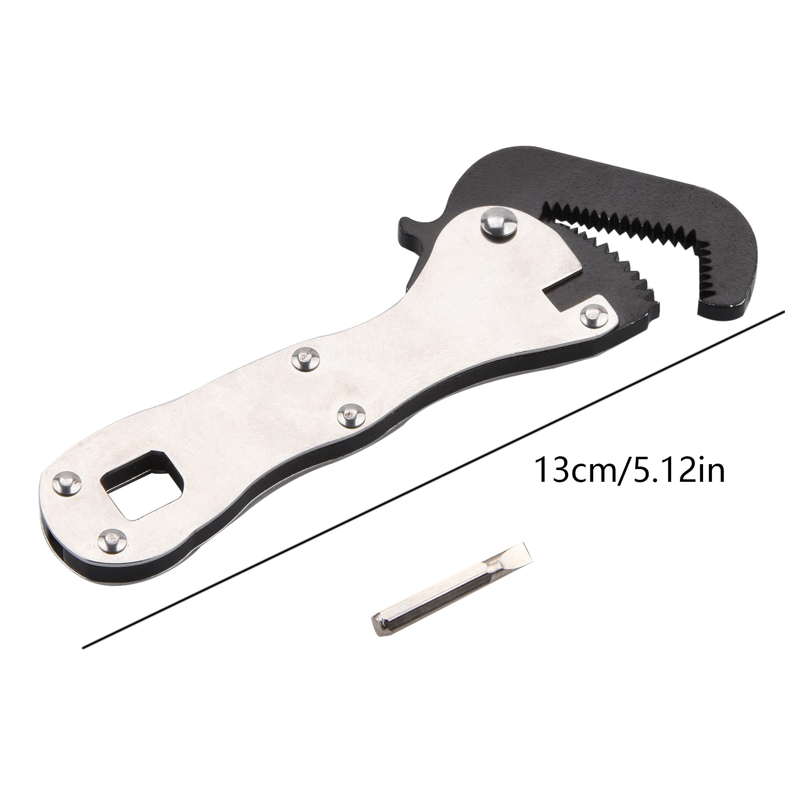 Micro Adjustable Wrench Self Adjusting Stainless Steel Tool Compact Silver