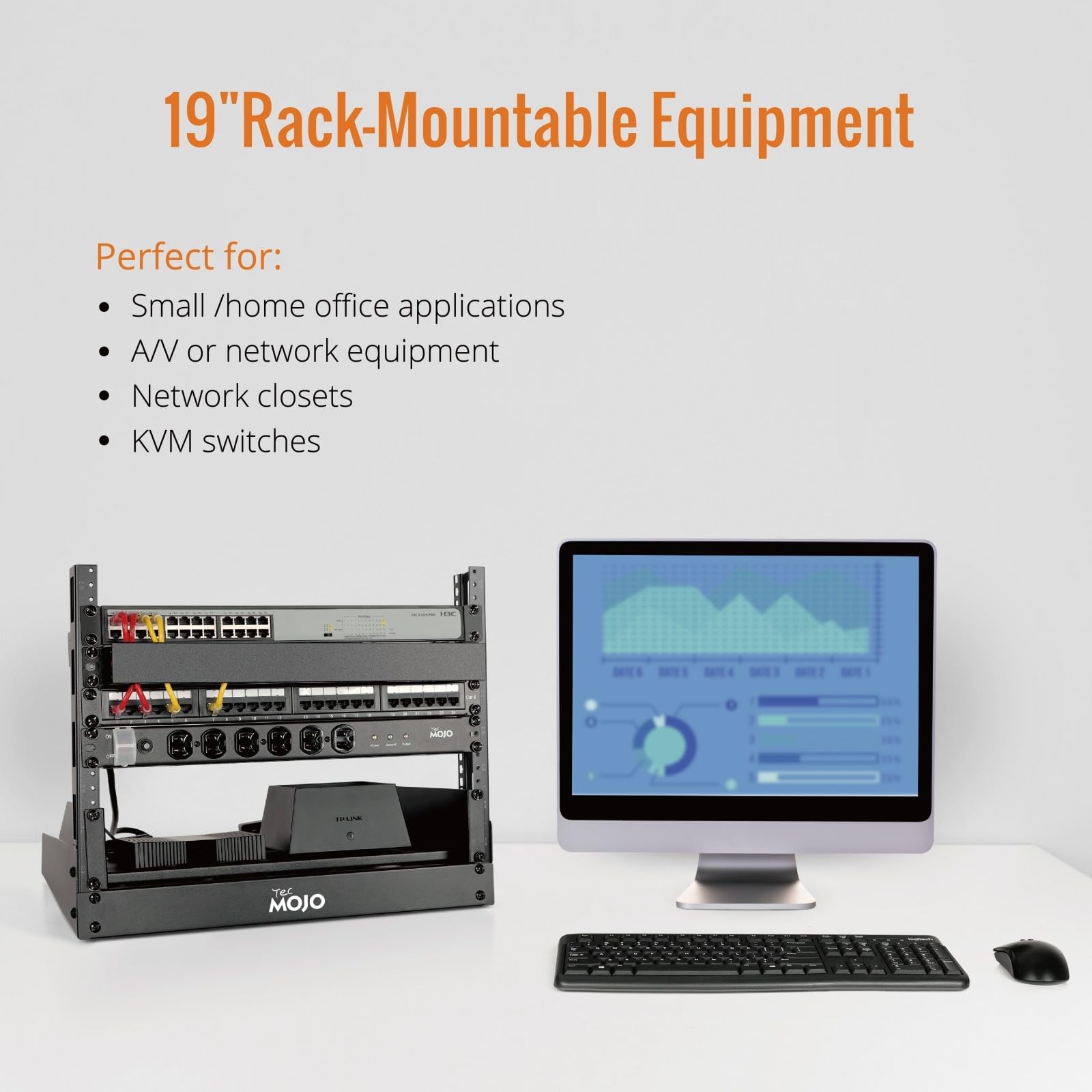 2 Post 12U Desktop Server Rack Small Open Frame Rack for 19in AV/Data/Audio/S...