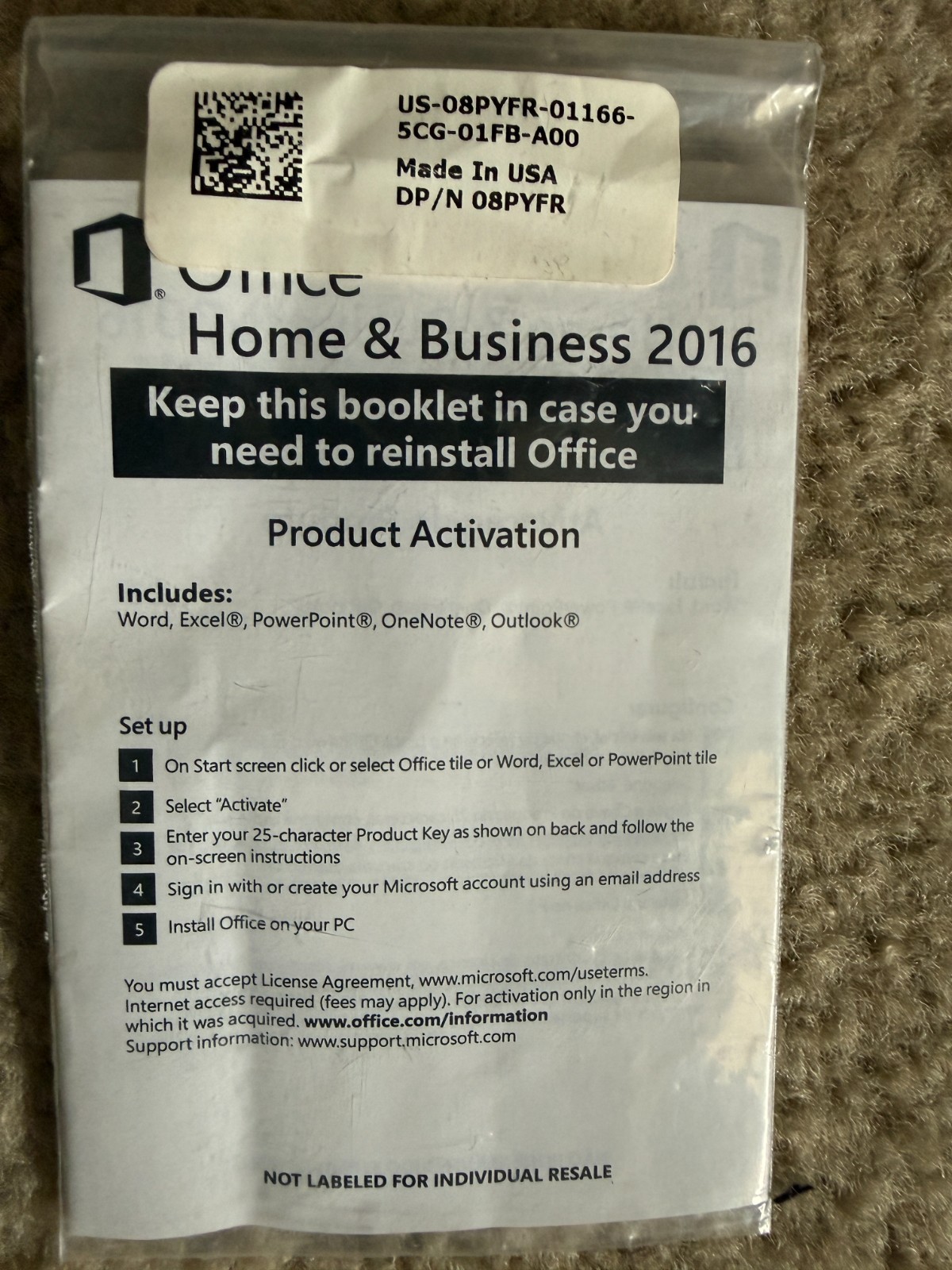 New Microsoft Office Home & Business 2016 Software for Windows, Sealed Dell