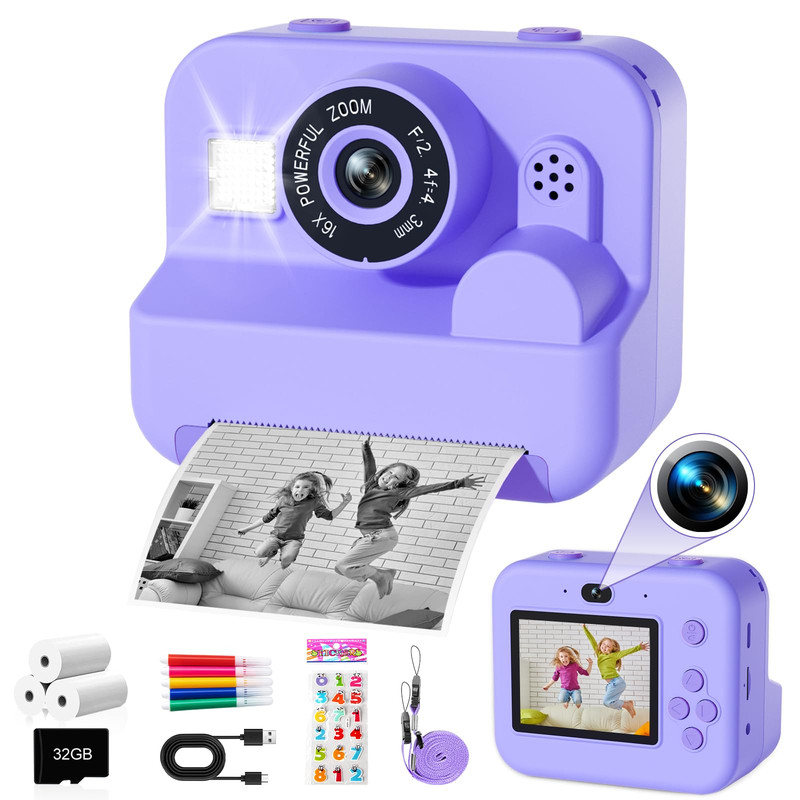 Gktz Kids Camera Instant Print - 1080P Hd Video Digital Camera For Toddler