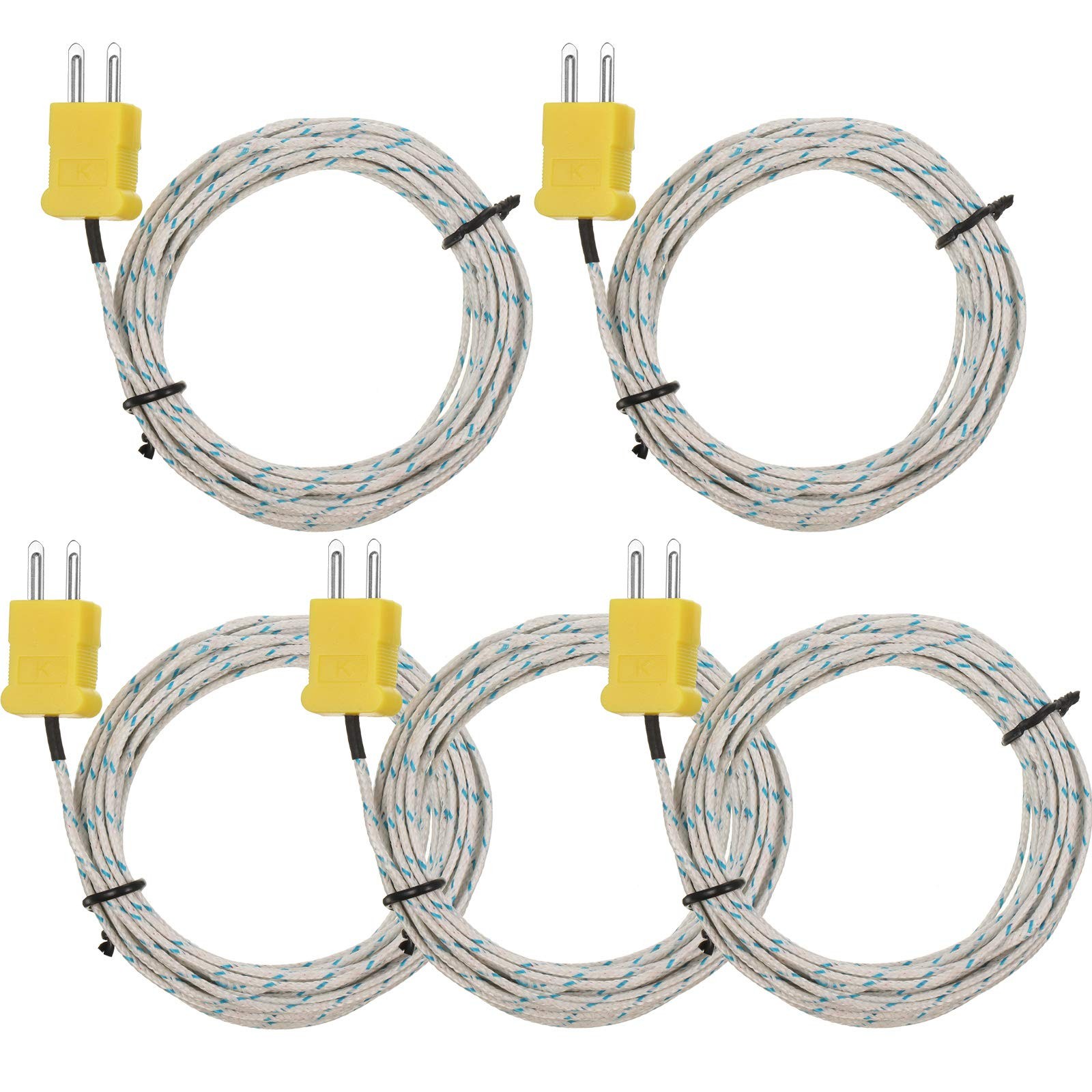 5 Pieces 3 Meters K Type Mini-Connector Thermocouple Temperature Probe Sensor...