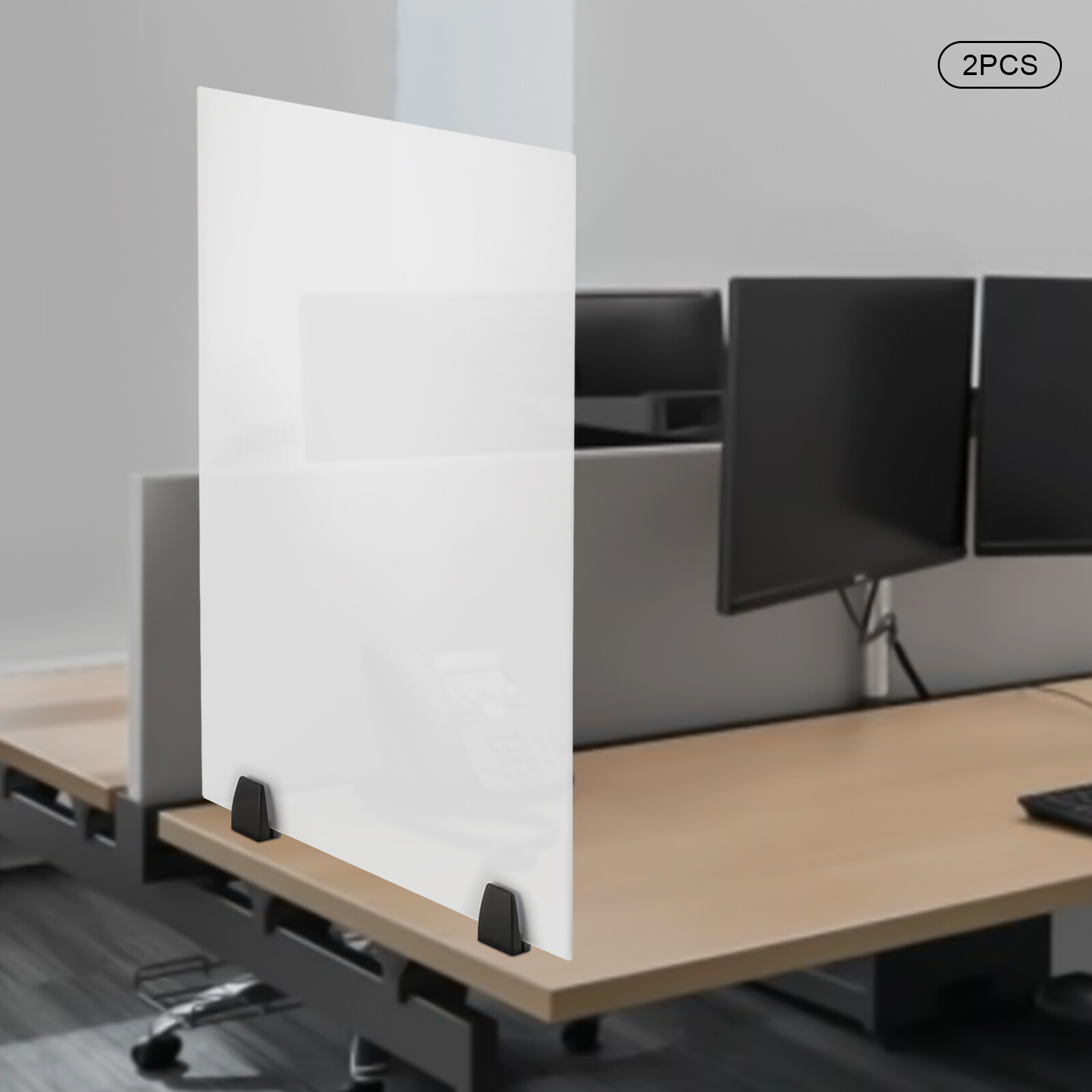 30×18 Inch Frosted Acrylic Desk Dividers 2-Pack Clamp-On Office Partitions