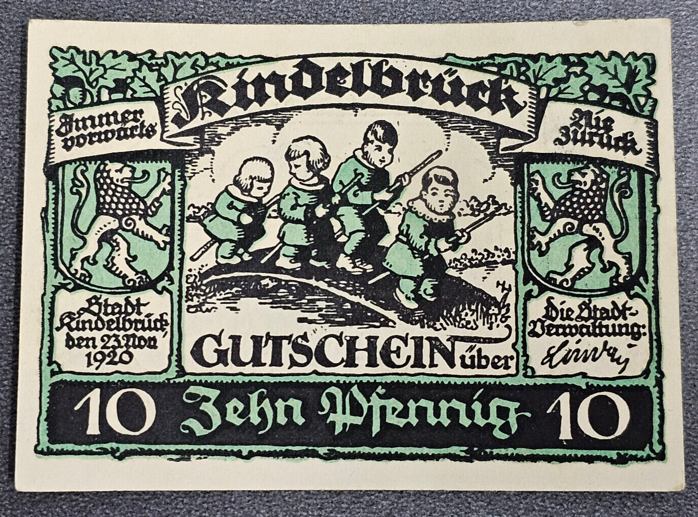 KINDELBRÜCK NOTGELD 10 PFFENIG 1920 EMERGENCY MONEY GERMANY BANKNOTE [🇩🇪34820]