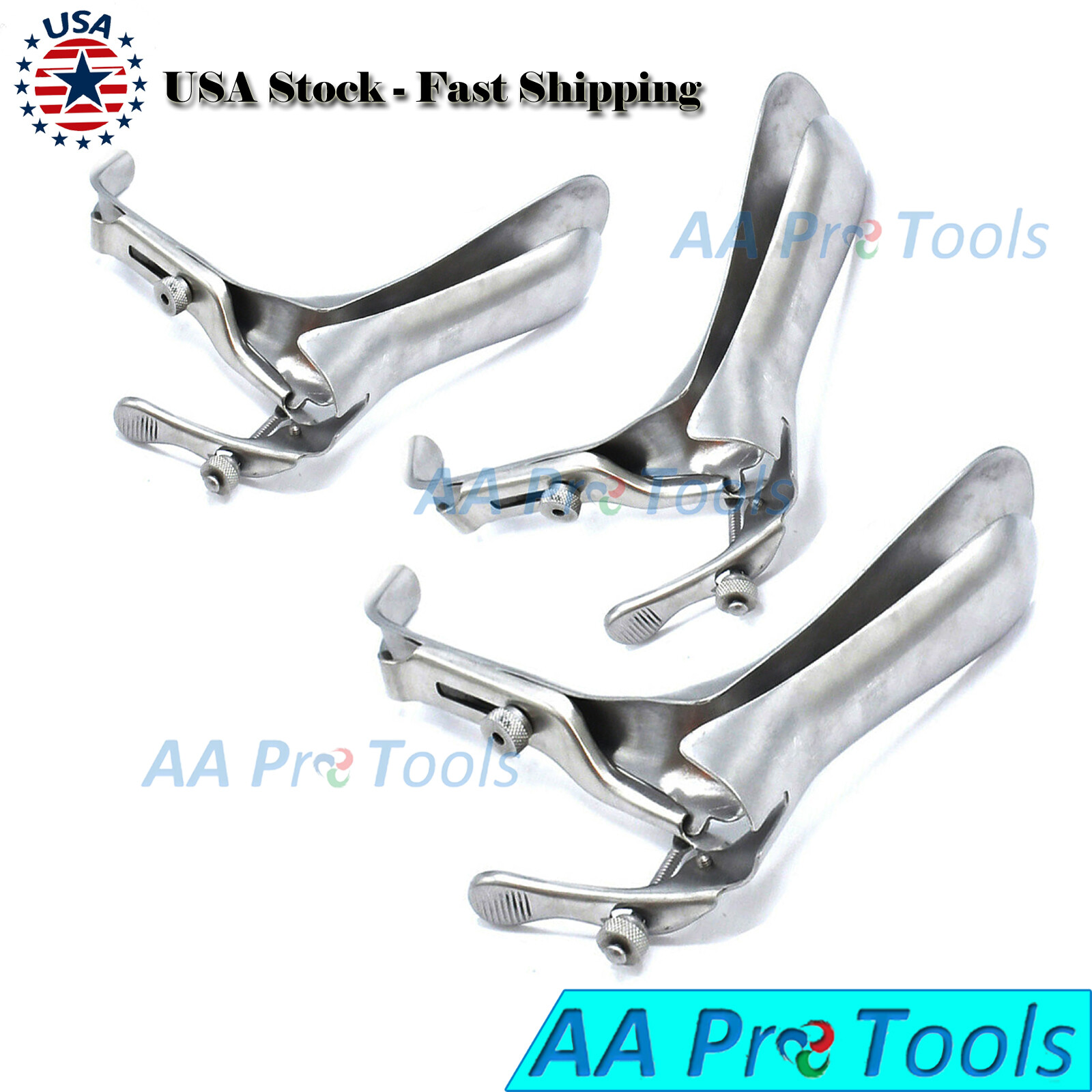 3-Pcs Open Side Graves Vaginal Speculum Small, Medium Large Ob/Gyne Hospital