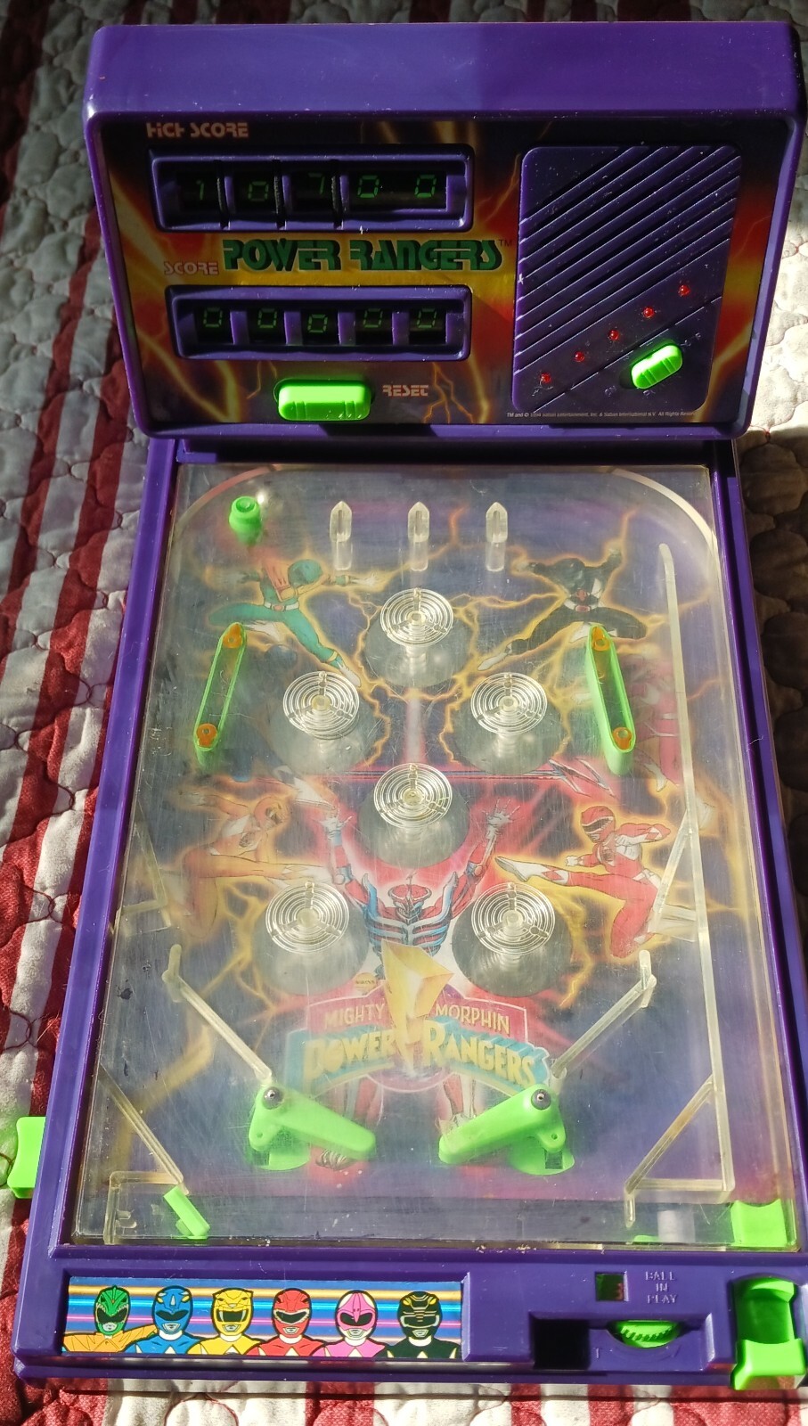 Vintage 1994 Saban Power Rangers Pinball Game Flippers Work-Untested Electronics