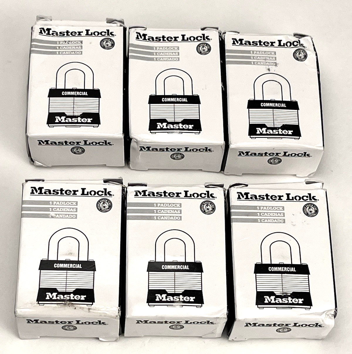 6pk Master Lock  3303 Padlock Model: 1KA Commercial Laminate steel Keyed Alike