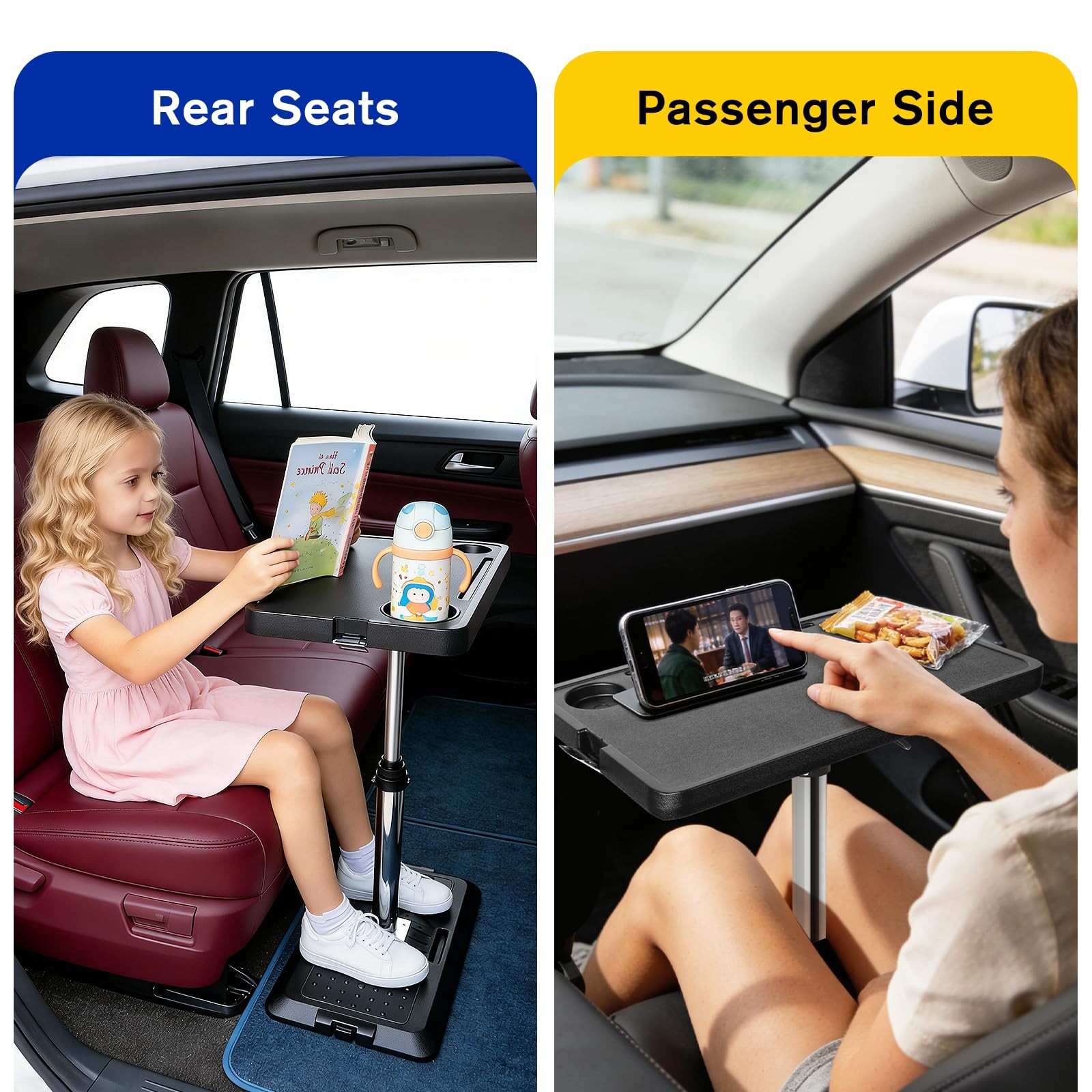 Car Seat Tray Table, Adjustable Car Desk for Laptop & Tablet, Multi-Function ...