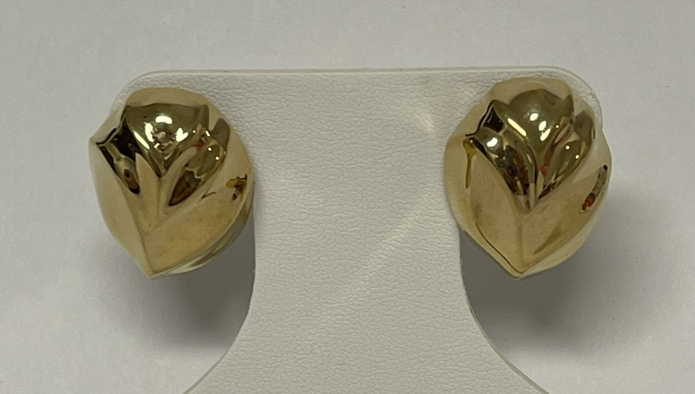 1980s Dome Gold Tone Earrings Pierced 1" Tall
