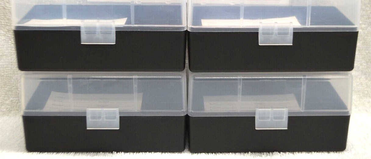 4 x BERRY'S PLASTIC AMMO BOX, CLEAR/BLACK 50 Round 223/556/300BLK - FREE S/H