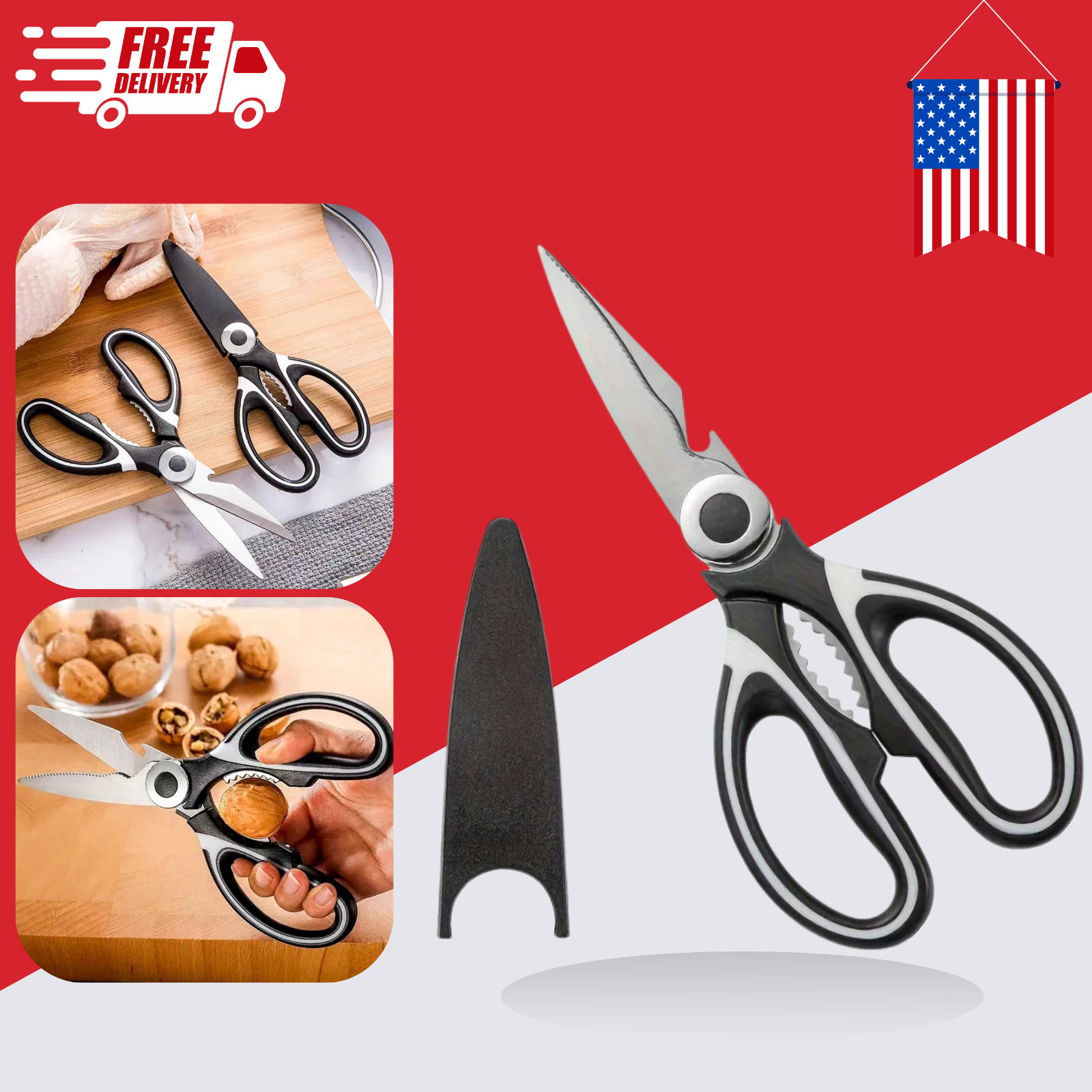 Heavy Duty Kitchen Shears Stainless Steel Multipurpose Scissors Bottle Opener