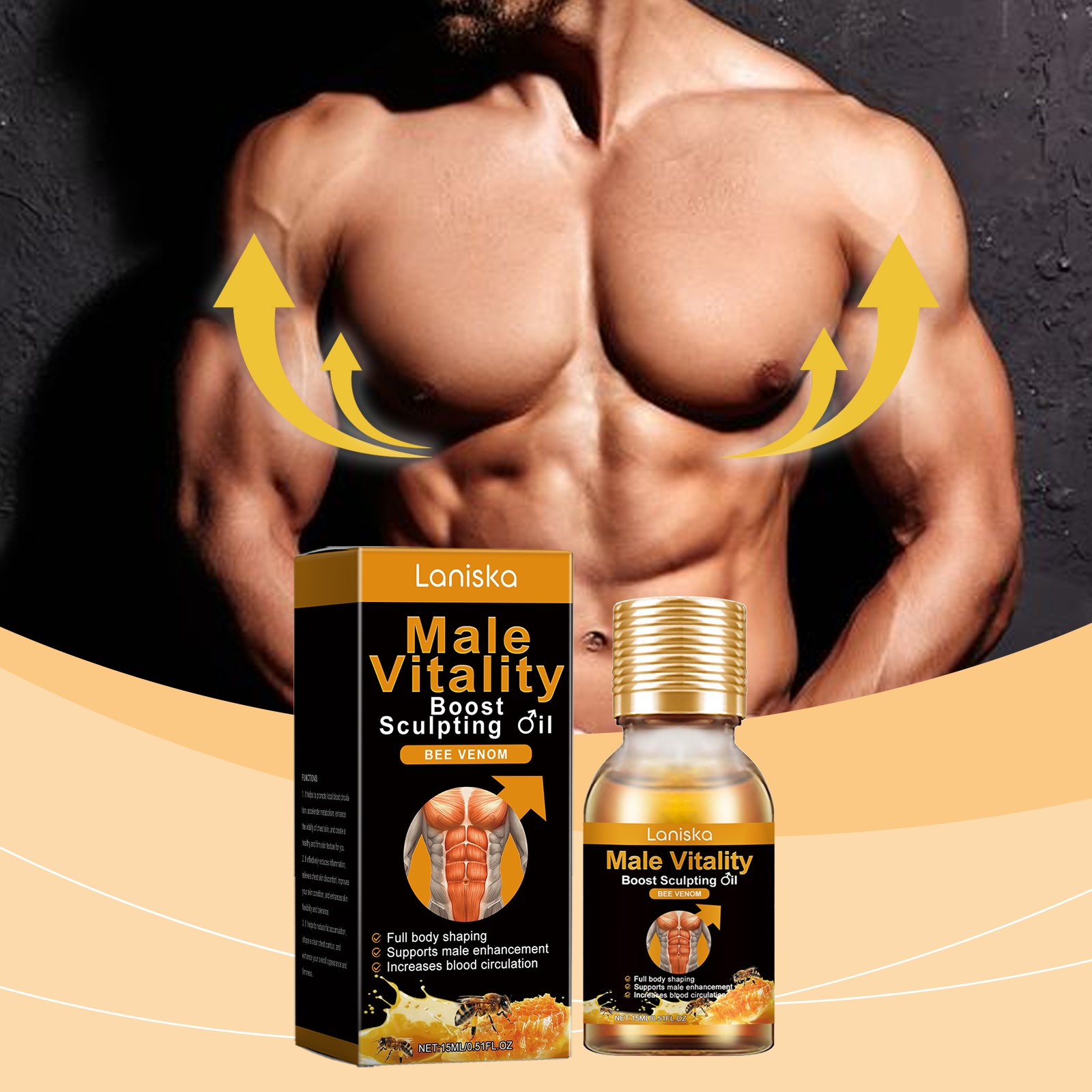 Body Firming Massage Oil for Men Skin Tightening Non-Greasy Fast Absorbing