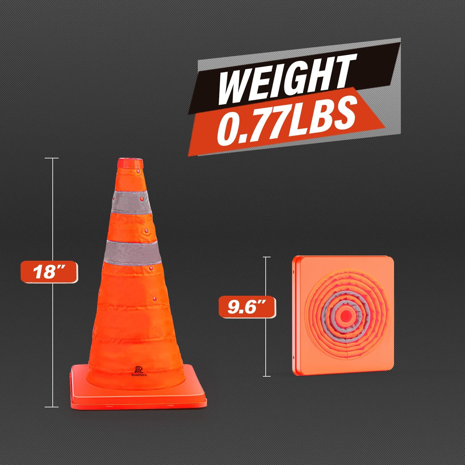 18 Inch 4 Pack Collapsible Traffic Safety Cones, Multi Purpose Pop-Up Cones with