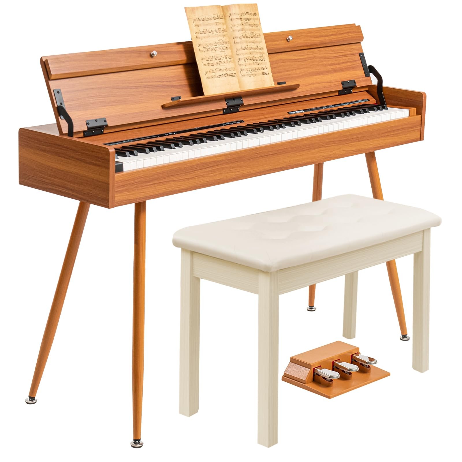UISCOM 88 Key Weighted Desk Digital Piano + Duet Bench with Padded...