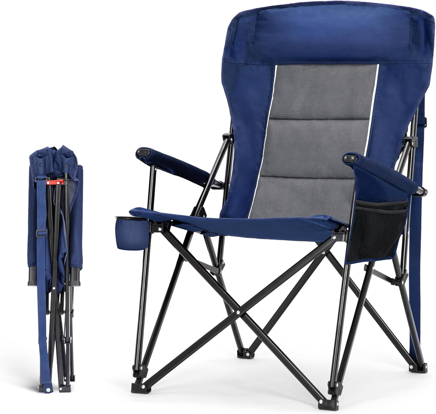 Oversized Camping Chairs for Adults, High Back Heavy Duty Lawn Folding Chair Sup