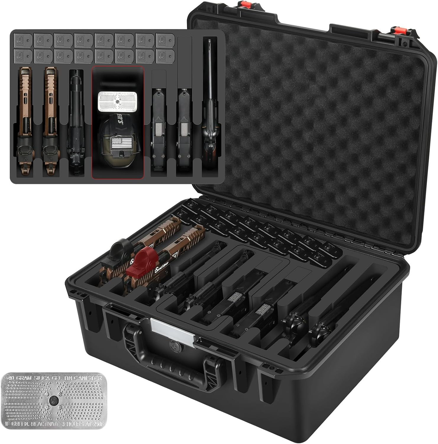 Gun Pistol Case for Multi Handguns - Holds Multiple Hand Guns Case & Magazines,
