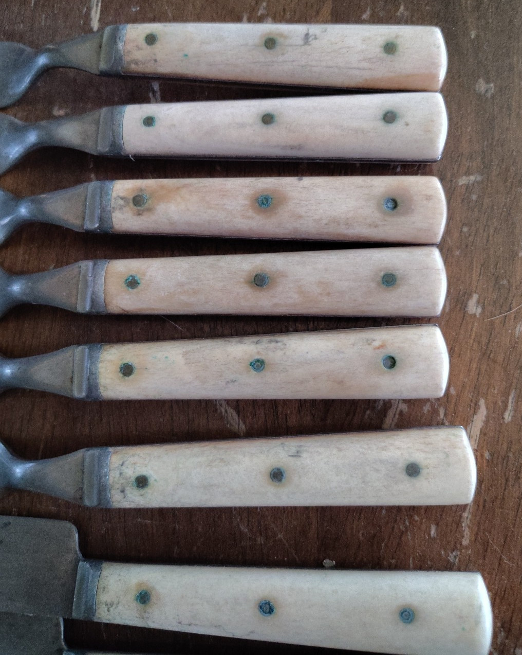 VTG Bone Handle Knife & Fork Set 12 Total Unbranded