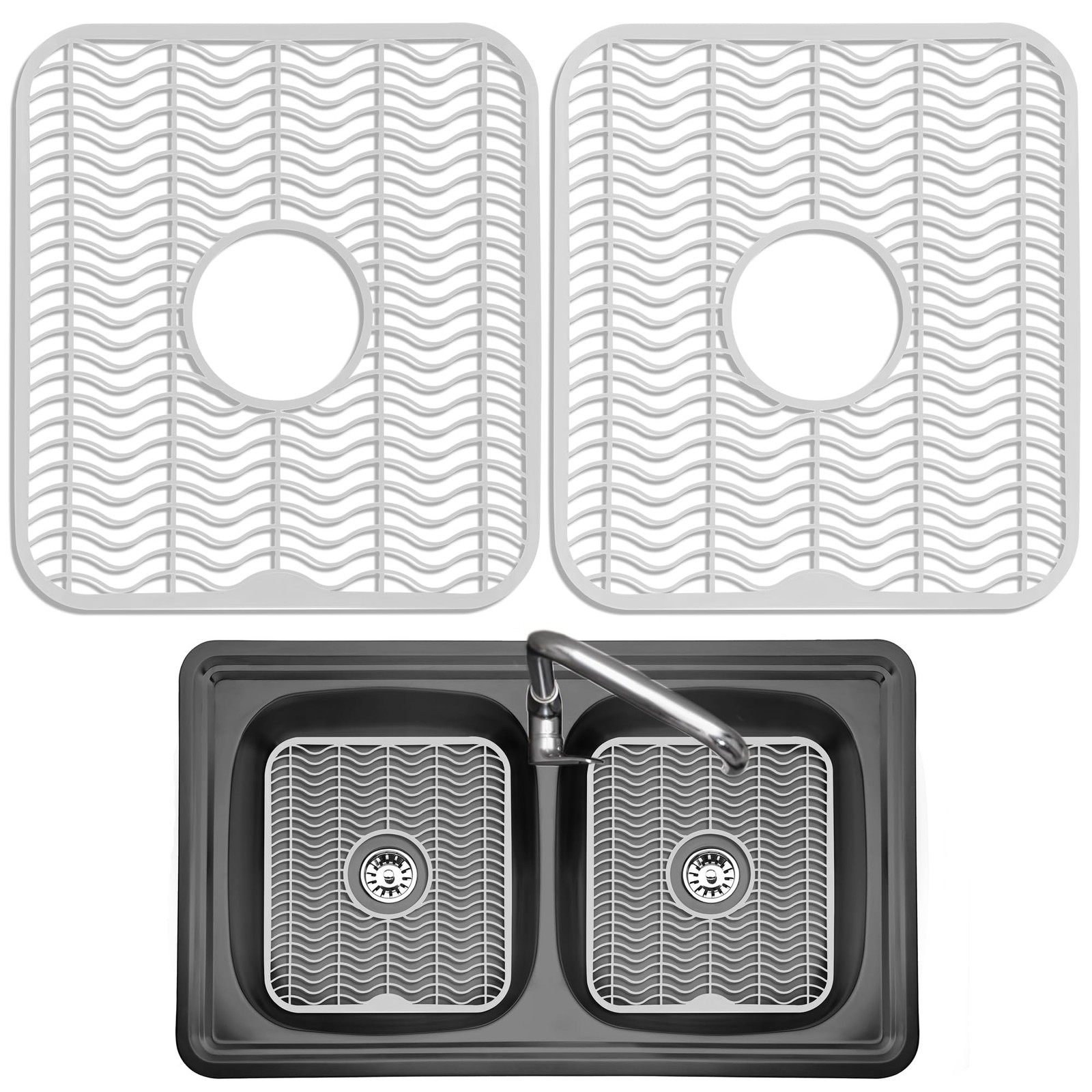 2 Sink Protectors for Kitchen Sink, Plastic 12" x 11" Dish Rack, Protect Sink...